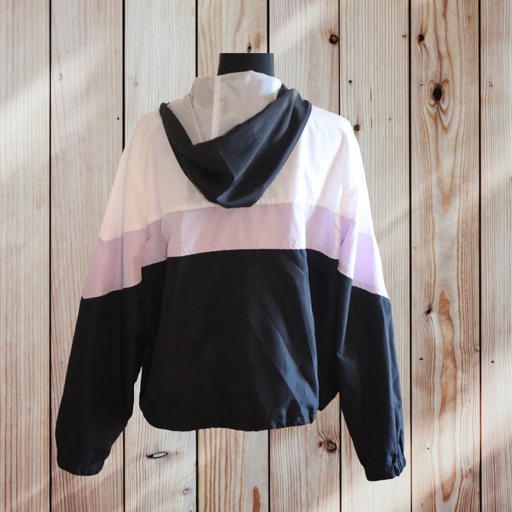 Angel Kiss Windbreaker w/hood, Black, Purple & White (Kings), lined, Large - Picture 3 of 4